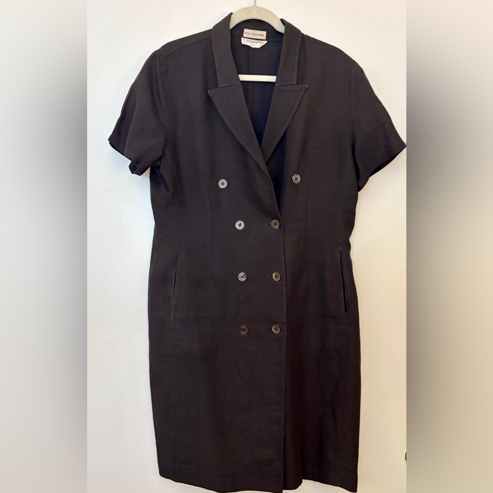 Vintage Yves Saint Laurent Encore Black Linen Dress with Pockets